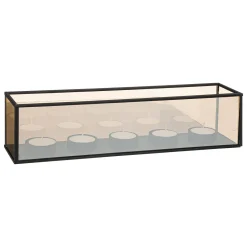 Portavelas Vidrio Y Metal Negro 5 velas