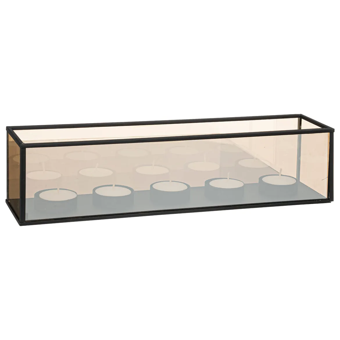 Portavelas Vidrio Y Metal Negro 5 velas