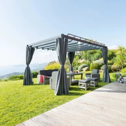 Pérgola BELIZE LATTES gris graphite 3x3,8m