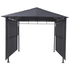 Pérgola OMELYA gris ardósia con cortinas 3x3m