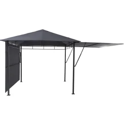 Pérgola OMELYA gris ardósia con cortinas 3x3m