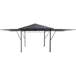 Pérgola OMELYA gris ardósia con cortinas 3x3m