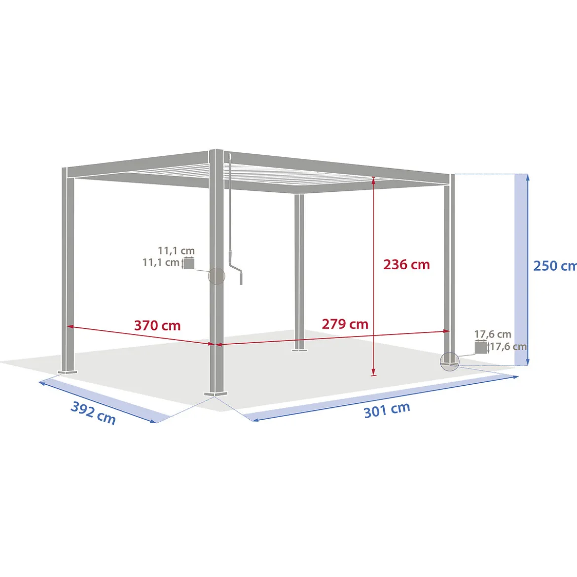 Pérgola ÉVORA gris graphite 4x3m