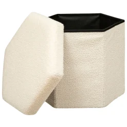 Puf JAIKO bouclé blanco