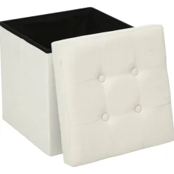 Puf Lysandre De Tela Beige 38x38x38Cm