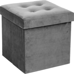 Puf Lysandre Terciopelo Gris 38x38x38Cm
