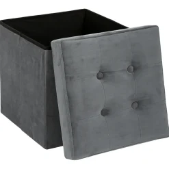 Puf Lysandre Terciopelo Gris 38x38x38Cm