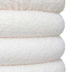 Puf tejido boucle blanco