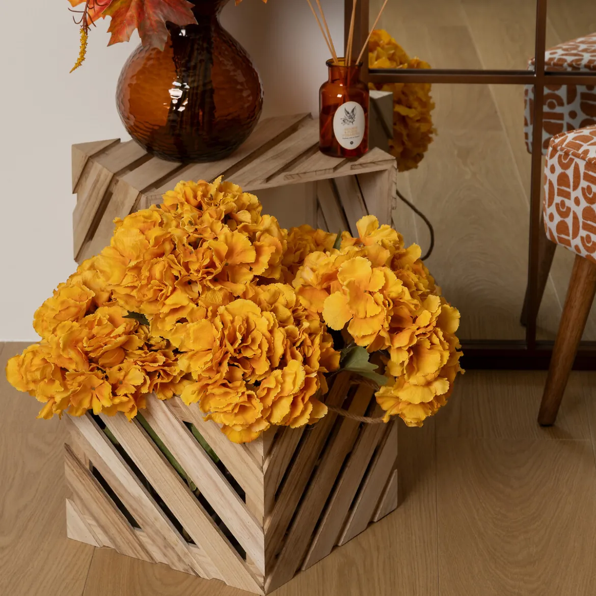 Rama Artificial Hortensia Ámbar 83cm
