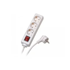 Regleta eléctrica blanca con 3 tomas e interruptor