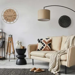 Reloj De Pared Beige De Mdf/Metal 70Cm