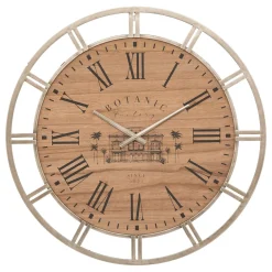 Reloj De Pared Beige De Mdf/Metal 70Cm