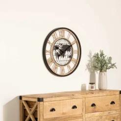 Reloj De Pared De Metal Mundo 67Cm