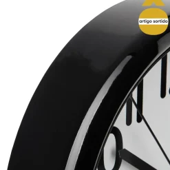 Reloj De Pared Negro/Rojo Plástico 22Cm