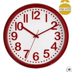 Reloj De Pared Negro/Rojo Plástico 22Cm