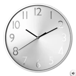 Reloj de pared plástico efecto metalizado