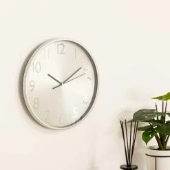Reloj de pared plástico efecto metalizado