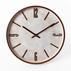 Reloj NELLA marrón con efecto travertino D29cm
