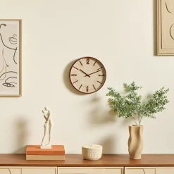 Reloj NELLA marrón con efecto travertino D29cm