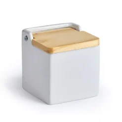 Salero Cerámica Tapa Madera 500Ml