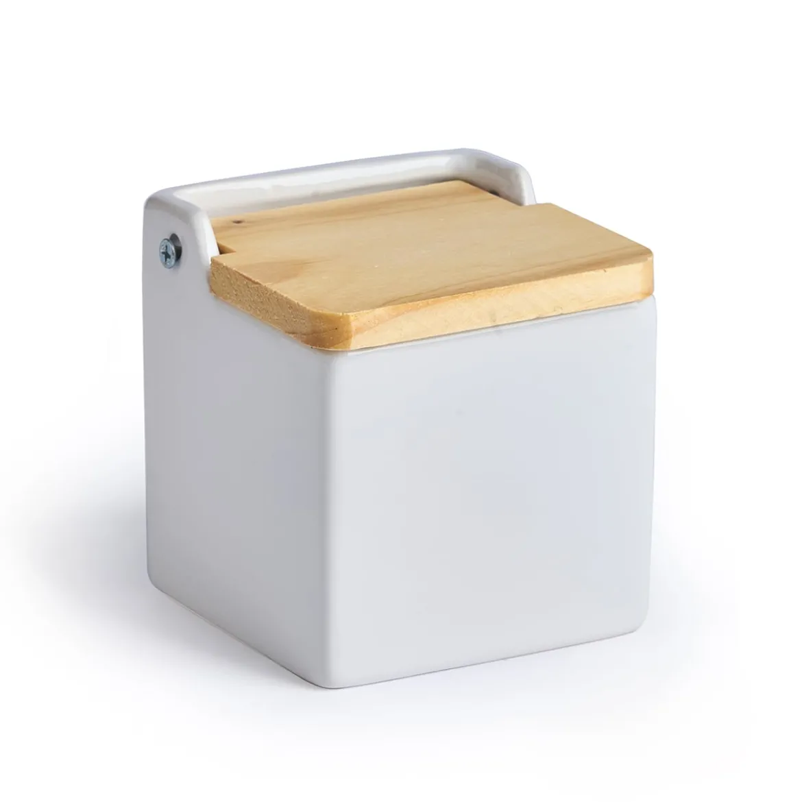 Salero Cerámica Tapa Madera 500Ml