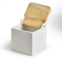 Salero Cerámica Tapa Madera 500Ml