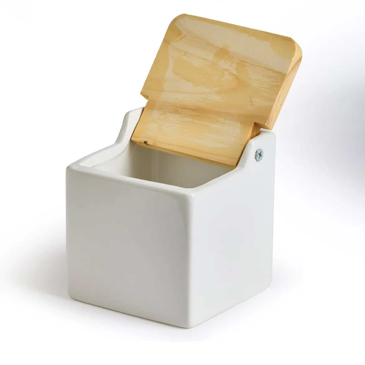 Salero Cerámica Tapa Madera 500Ml