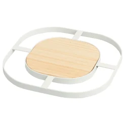 Salvamantel blanco de acero y madera 17cm