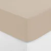 Sábana bajera beige ajustable de algodón percal
