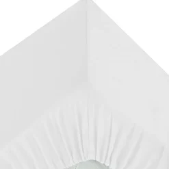 Sábana bajera blanca ajustable de algodón percal