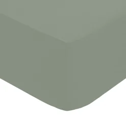 Sábana bajera verde ajustable de algodón percal