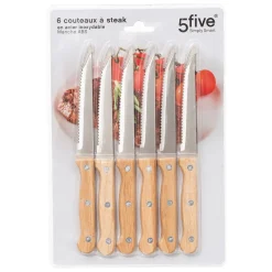 Set 6 Cuchillos Chuleteros Mango Madera