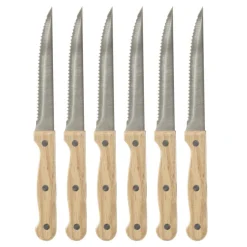 Set 6 Cuchillos Chuleteros Mango Madera