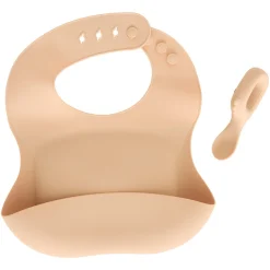 Set de babero y cuchara YUM beige