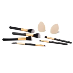 Set de 6 brochas 2 esponjas de maquillaje