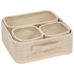 Set de 4 cestas de almacenaje wc beige