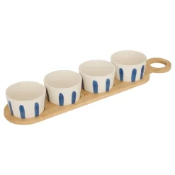 Set de 4 cuencos OCEANIA con tabla de bambú