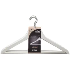 Set De 5 Perchas De Madera Blanca