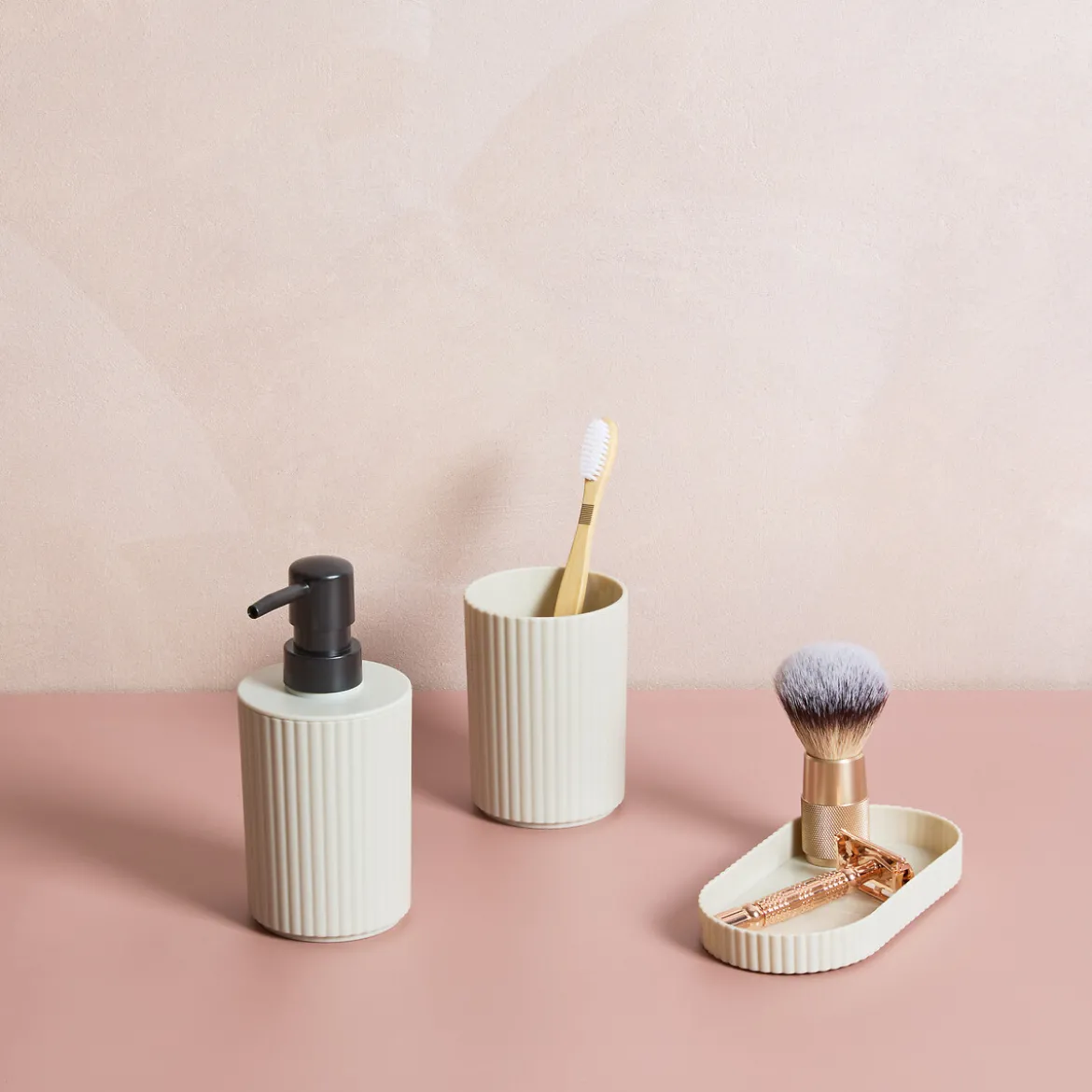 Set de 3 piezas wc ESSENTIELS beige