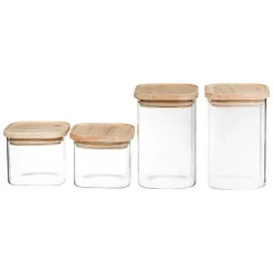 Set de 4 tarros de vidrio apilables