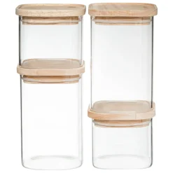 Set de 4 tarros de vidrio apilables