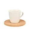 Set De 6 Tazas De Café Con Plato de Bambú