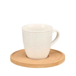 Set De 6 Tazas De Café Con Plato de Bambú