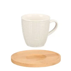 Set De 6 Tazas De Café Con Plato de Bambú