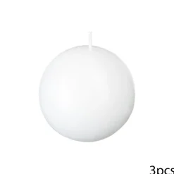Set De 3 Velas Bolas Blancas 88G 6Cm