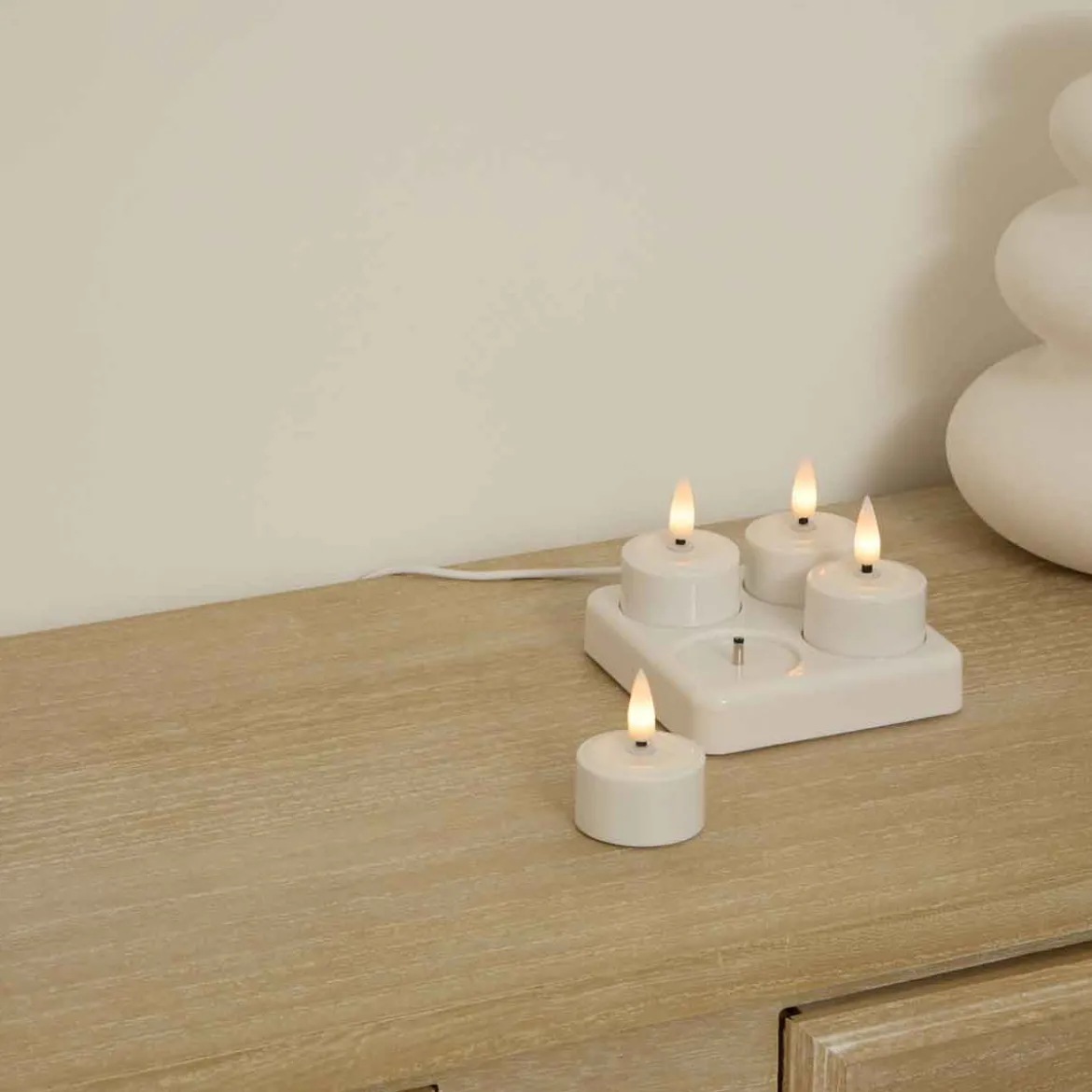 Set de 4 velas tealight led AITOR blanco