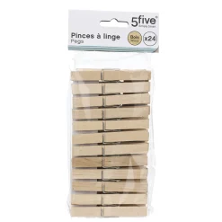 Set 24 Pinzas De Madera Para Ropa