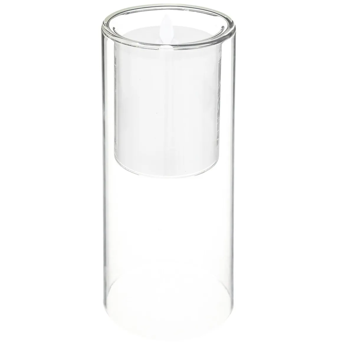 Set 3 velas led con portavelas de vidrio