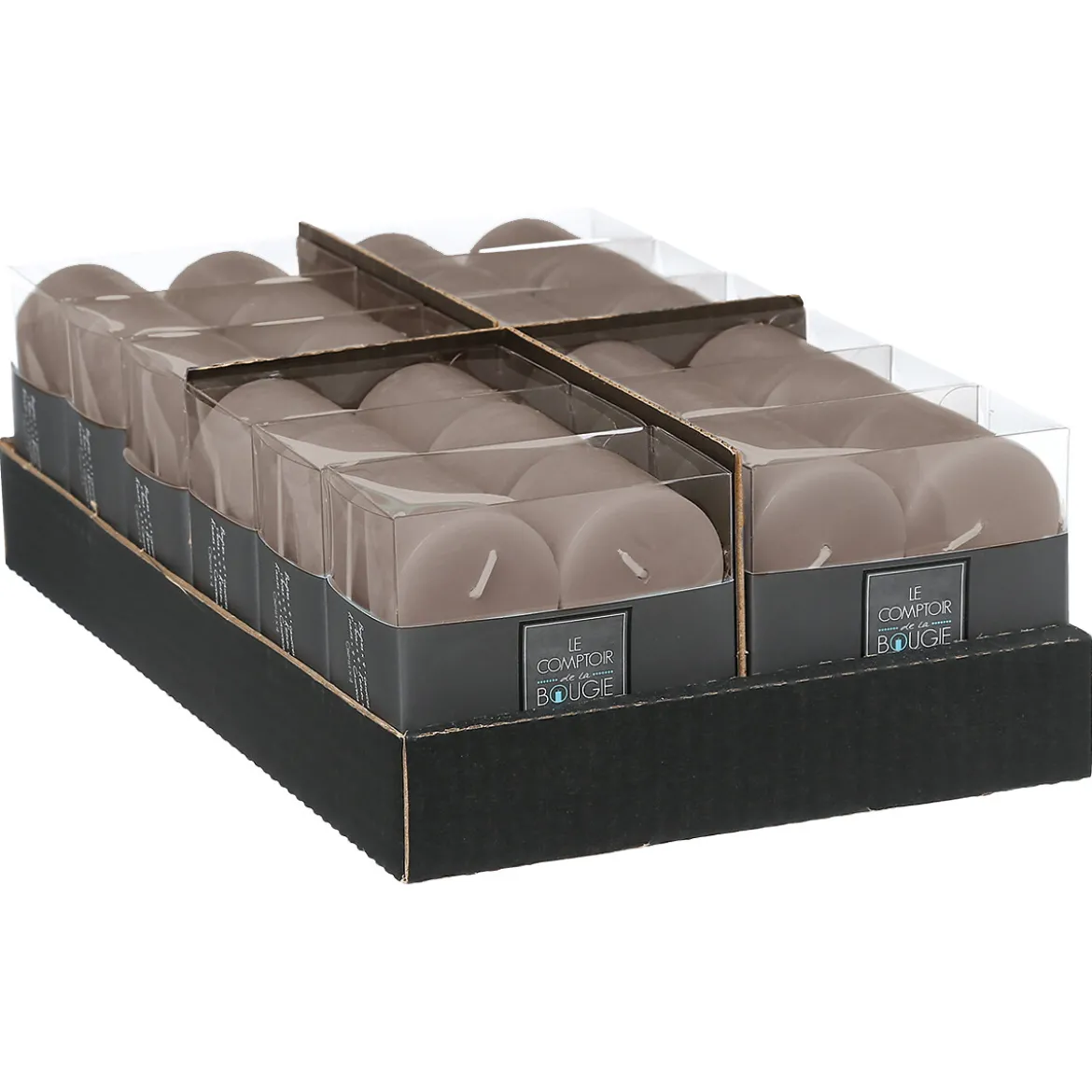 Set 4 Velas Rústicas Gris Pardo 4.5Cm