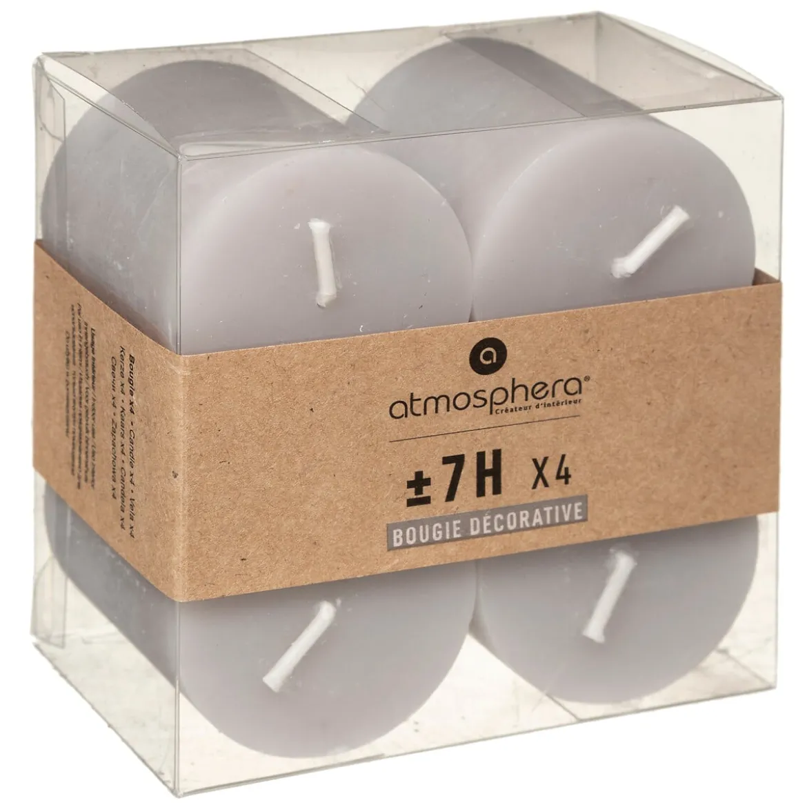 Set 4 Velas Rústicas Gris Pardo 4.5Cm